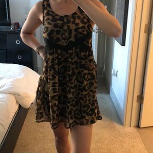 Express Leopard Babydoll Dress